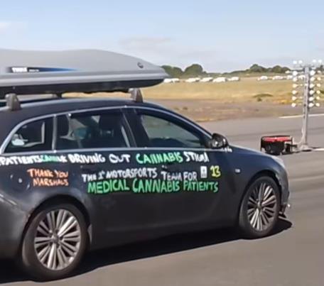 The liveried Insignia on Thruxton's runway drag strip
