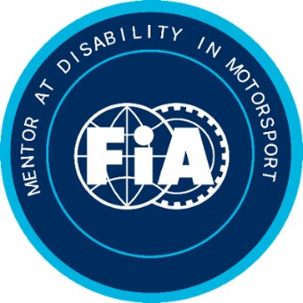 FIA badge reading Mentor at Disability in Motorsport